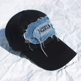 denim patchwork ball cap (denim)