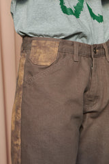 TIE-DYE BLOCK DENIM PANTS / BROWN
