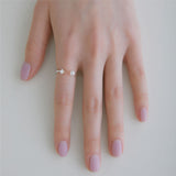 Solid Cube Pearl Open Ring