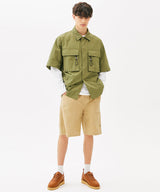 TWO POCKET STRING HALF SHIRTS (BLACK) (6585203851382)