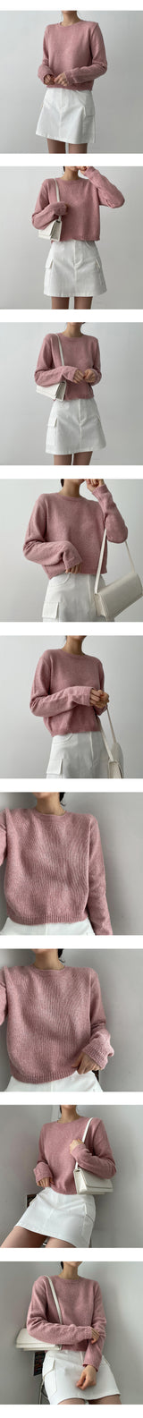ビーズハーフクロップドラウンドニットウェア / Beads Half Cropped Round Knitwear