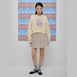Cheerful logo short sweat shirt (light yellow) (6684429156470)