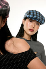 CHECK HUNTING CAP / BLUE