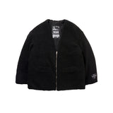 [UNISEX] Reversible Faux Fur Cardigan Coat (Black) (6656666140790)