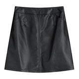 Faux Leather Round Skirt (Black)