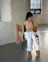 soft wool string jogger wide pants