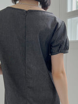 ディープUネックデニムドレス/Deep U Neck Denim Dress (2color)