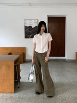 ホルティカーゴポケットロングワイドコットンパンツ / Holty Cargo Pocket Long Wide Cotton Pants