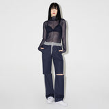 Denim Knit Blocking Pants [BLUE] (6638402011254)