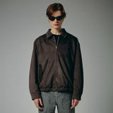 バラシティラインスエードジャケット / VARSITY LINE SUEDE JACKET (DARK BROWN)