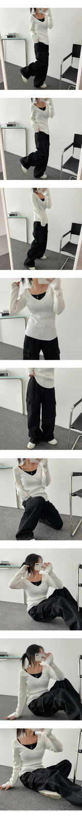 チャドスティッチセイントカーゴデニムワイドパンツ