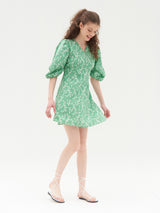 PUFF SLEEVES V NECK ONEPIECE_LIGHT GREEN (6580887519350)