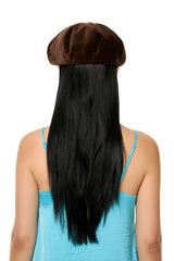 VELVET NEWSBOY CAP / BROWN