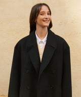 ウールブレンドオーバーサイズロングコート/RCH wool blended oversized long coat black