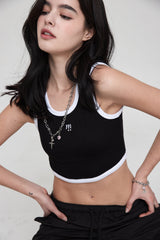 mii リブ クロップタンクトップ / mii RIBBED CROP TANK TOP BLACK