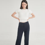 ウールストライプフレアパンツ / Wool Stripe Flare Pants (Navy)