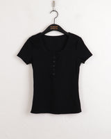 ソトンハーフボタンベーシックゴルジ半袖Tシャツ