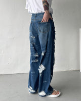 チェンデストロイデニムパンツ / Chen Destroyed Denim Pants (M ~ XL)