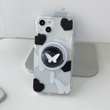 ブラックバタフライMagsafeフォーンケース スマホグリップセット