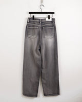 Bertie Gray Washed Stitch Long Wide Denim Pants