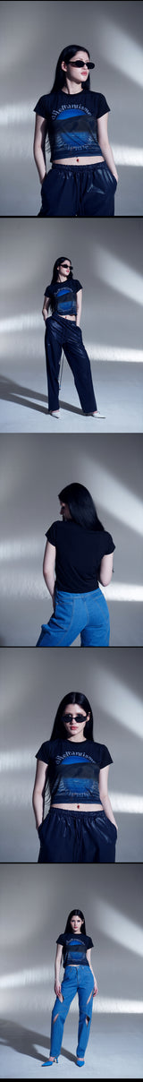 ムーングラフィッククロップTシャツ /  MOON GRAPHIC CROP T-SHIRTS