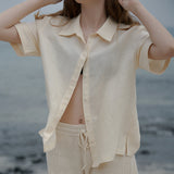 マドレーヌハーフリネンシャツ / Madeleine half linen shirt