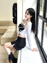 ボレロクロスストラップラインカーディガン / 943. Bolero cross strap line cardi (3color)