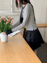 Ann's layered color combination round long-sleeved warmer T-shirt