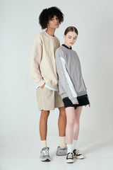 スリーブコントラストスウェットシャツT60/Sleeve Contrast Sweatshirt T60 Cream