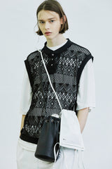 クロシェリップベスト/crochet rip vest black