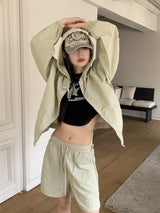 [2SET]バトルナイロンフードジップアップショーツパンツスウェットセット / [2 SET] Batol Nylon Hood Zip-Up Shorts Pants Sweat Set
