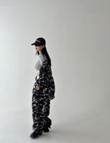[UNISEX] Camo fleece oversized fit zip-up