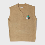 BADGE KNIT VEST (BEIGE) (6603658625142)