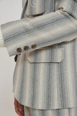 POCKET STRIPE BLAZER JACKET / GREY (6601031155830)