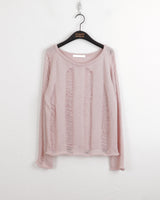 ジュープボートネックダメージサマー長袖ニット / Jupe boat neck damage summer long sleeve knit