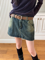 [Belt Set] Konya Y2K Washing Mini Skirt