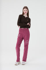 スモールチェリークロップ丈ニット／SMALL CHERRY CABLE CROP KNIT [BROWN]