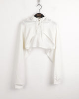 Lots Snap Button Waffle Layered Hooded Bolero