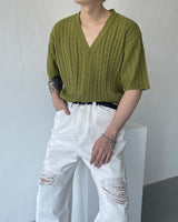 GL Twisted Doughnut Patterned Short-Sleeved Cardigan (5 colors)