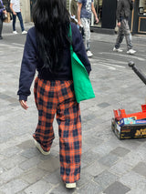 Praha deep color check pants