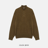 ローワーツイストセミジップアップニットウェア / Lower Twisted Semi-Zip-Up Knitwear (4 colors)