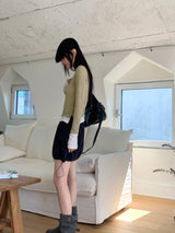 Ann's layered color combination round long-sleeved warmer T-shirt