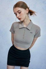 HIDE Collar Button Top (Light Khaki) (6570967400566)