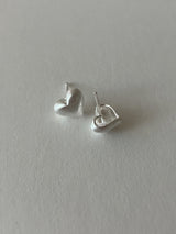 [92.5silver] マットハートピアス (スタッドバージョン)