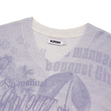 BOUQUET GIRL GRAPHIC V-NECK LOOSE FIT KNIT [LAVENDER]