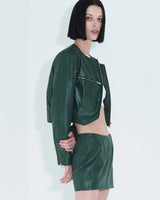 フォーレザーローライズミニスカート / Faux-Leather Low Rise Mini Skirt _ Green