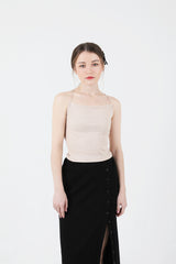 バックスリットクロップスリーブレス / Back Slit Crop Sleeveless Beige