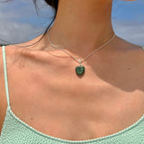 グラスハートネックレス/GLASS HEART NECKLAE(DEEP GREEN)