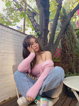 sky pink top cardigan (6676065026166)