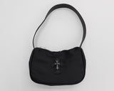 Pat Cross Leather Nylon Mini Hobo Shoulder Bag